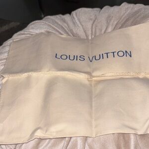 Louis Vuitton Cream Dust Bag with Blue Logo